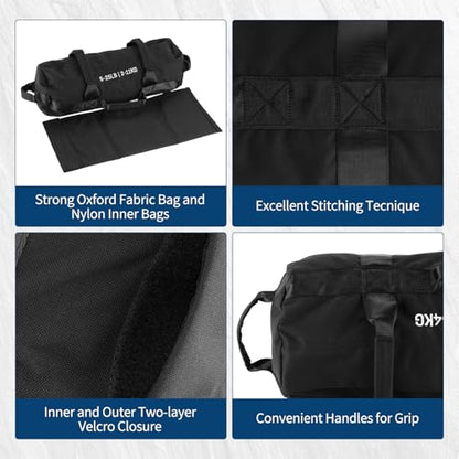 Garvee Sandbag for Fitness Weights Training,5-200 LBS Adjustable Weighted SandBag for Strength Powerlifting Running Home Gym Exercise,Black - size: 5-125 LBS（3 PCS）