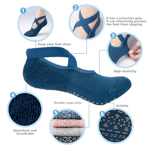 BKP Yoga Socks for Women,Pilates Socks Non Slip Grip Socks Suitable for Ballet,Plasticity,Dance,Home,Training