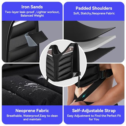 Weighted Vest Men Women,10lb/15lb/20lb Weight Vest for Women Workout,Body Weight Vests with Reflective Stripe for Workout,Strength Training,Running,Walking,Weightlifting