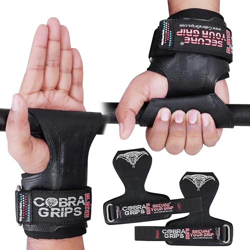 Cobra Grips Weight Lifting Gloves with Adjustable Neoprene Padded Wrist Wraps - Heavy Duty Alternative to Power Lifting Hooks for Deadlifts - color: A PRO Black Rubber, size: 5.5 - 8.75"