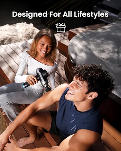 RENPHO Ascend Professional Massage Gun, Fathers Day Dad Gifts, FSA Eligible HSA, Adjustable 6-12mm Amplitude for Customized Intensity, Deep Tissue Percussion Massager with 5 Speeds, 5 Attachments - color: Haze Black
