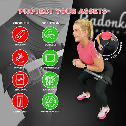 JACKED ASS BELT Premium Hip Thrust Belt + Badonka Band Protective Sleeves Premium Glute & Hip Abductor Bundle (Includes 3 Fabric Booty Bands)