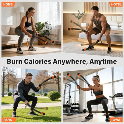 Weighted Ropeless Battle Ropes Adjustable Weight - Portable Cordless Battle Ropes for Home Gym with Workout Poster, Strength Building, HIIT & Low-Impact Cardio Training for Men & Women (Black)