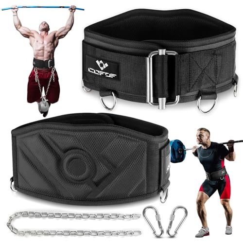 3-in-1 Weighted Pull Up Belt, Weight Lifting Dip Belt with 40.6 IN Chain & Self Locking, Weighted Gym Belt for Pull Up, Squat, Powerlifting & Deadlift, Capacity Up to 350 LBS - size: Medium(33-37''/83-93CM)