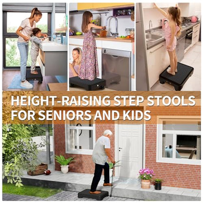 Ronlap Small Step Stools for Adults Car Step Stool for Elderly, Black-Black - color: Black-black