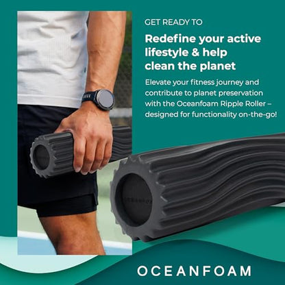 Ripple Travel Foam Roller (11" x 3.35") Firm Mini Foam Roller for Physical Therapy, Deep Tissue Massage, Back Pain - High Density, Ergonomic Wave Textured, Yoga, Pilates, Exercise (Charcoal) - color: Charcoal