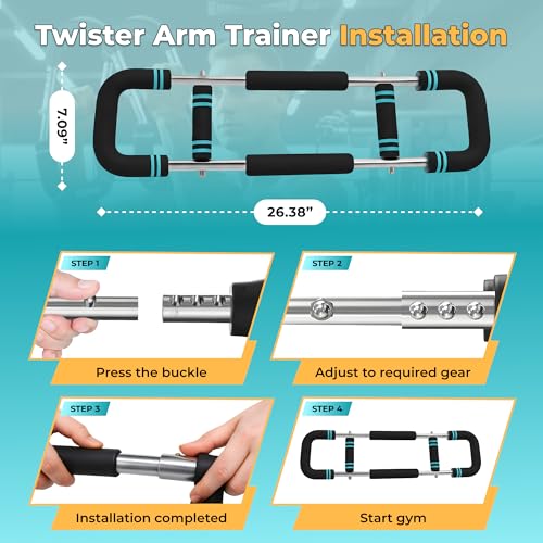 Twister Arm Trainer, Adjustable Resistance 30–120 lbs, Chest & Arm Trainer Workout Equipment for Men & Women | Portable Forearm Strengthener Twister | Upper Body Strength Trainer | Home Gym Fitness