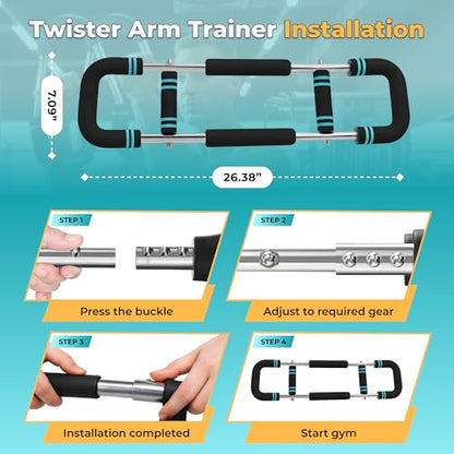 Twister Arm Trainer, Adjustable Resistance 30–120 lbs, Chest & Arm Trainer Workout Equipment for Men & Women | Portable Forearm Strengthener Twister | Upper Body Strength Trainer | Home Gym Fitness
