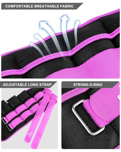 Fragraim Adjustable Ankle Weights 1-3/4/5/6/8/10/12/15/20 LBS Pair with Removable Weight for Jogging, Gymnastics, Aerobics, Physical Therapy - color: Purple, style: 7.5 lbs each( 15 lbs pair)
