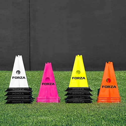 FORZA Pro 12in Tri Marker Cones - Set of 4 or 8 with Optional Rubber Bases for Pro-Grade Training - color: Black, size: Pack of 8, style: With Bases