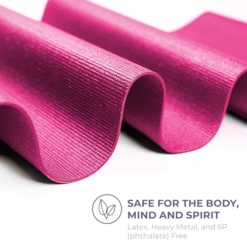 Voyage Yoga Mat, 10 Pack, 72" x 24" Professional Studio and Gym Bulk Yoga Mats, 5mm Thick, Durable, Anti-Tear, Non Slip Fitness and Exercise Mats - color: Fuchsia