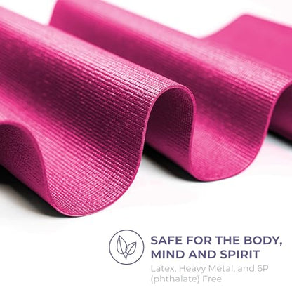 Voyage Yoga Mat, 10 Pack, 72" x 24" Professional Studio and Gym Bulk Yoga Mats, 5mm Thick, Durable, Anti-Tear, Non Slip Fitness and Exercise Mats - color: Fuchsia
