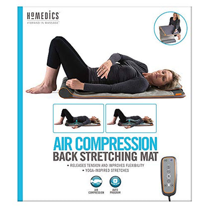 Homedics Yoga Fitness Back and Lumbar Stretching Mat with Air Compression and 3 Levels of Intensisty, Silver - style: Standard