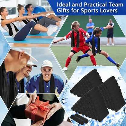 150 Pack Cooling Towels Bulk 40 x 12 Inch Large Chilly Breathable Sweat Sports Cold Towels Sublimation Microfiber Ice Neck Rag for Hot Weather Workout Gym Team Gift (Black) - color: Black