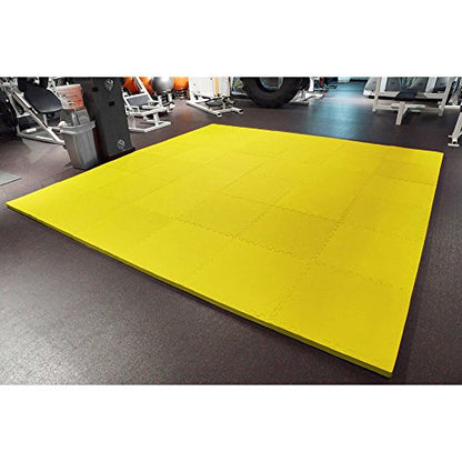 Meister X-Thick 1.5" Interlocking EVA Foam Mats - 2X Cushion for Wrestling, MMA Takedowns & Gymnastics - 2'x2' Tiles - color: Yellow, size: 10 Tiles (40 Sqft)