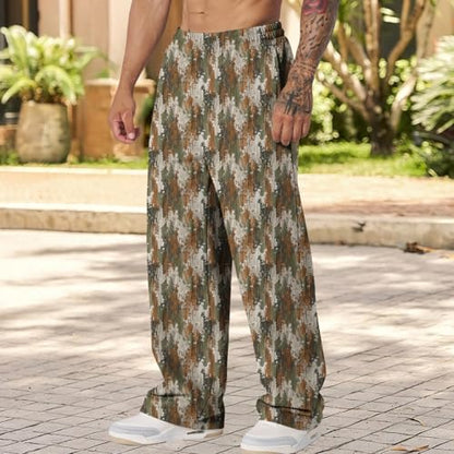 Graphic Print Pants for Men Elastic Waisted Wide Leg Baggy Sweatpants Joggers Loose Fit Streetwear Pants with Pockets