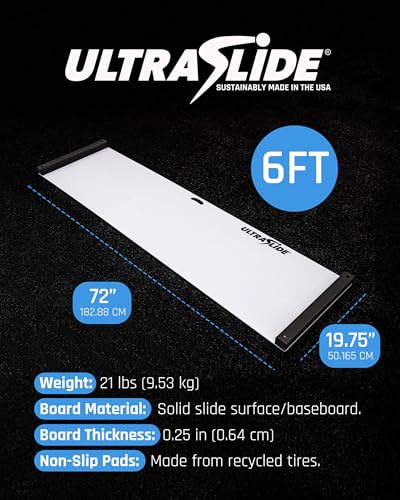 6ft / 5ft Slide Board for Exercise - with Booties & Polish - Sports Cardio Equipment for Home Workouts - Hockey training, Sliders for Working Out, Slide & Balance Board for Agility & Rehab