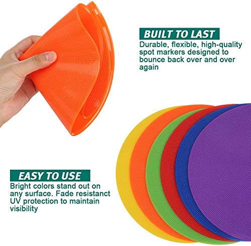 Poly Spots Spot Markers for Gym Floor 4.72inch 6inch 9inch 24/36 Pcs Non-Slip Rubber Floor Dots Round Agility Markers Flat Cones for Sports Soccer Basketball PE Training, Dance, Classroom - style: 24Pcs 9 inch