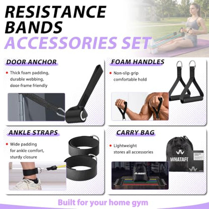 WHATAFIT Resistance Bands with Handles, 5-Level Exercise Bands for Workout - color: Mottled