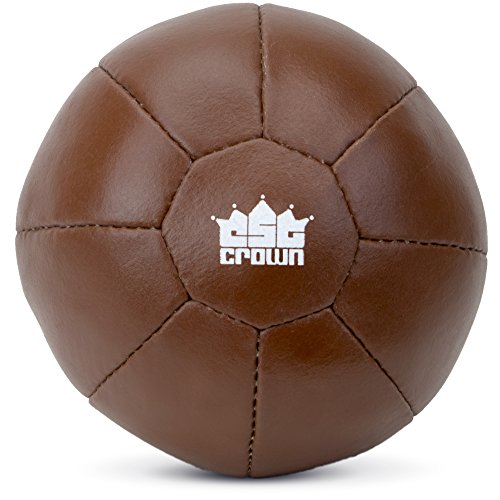 Crown Sporting Goods Vintage Soft Touch Leather Weighted Medicine Ball for Core Fitness, Resistance, Strength Training, & Exercise Conditioning
