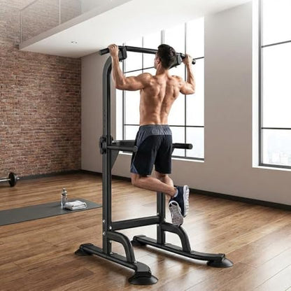 Power Tower for Home Gym, Pull Up and Dip Station - Adjustable Freestanding Chin Up Bar with 300 Lbs Capacity | Multi-Function Workout Machine for Calisthenics, Strength Training