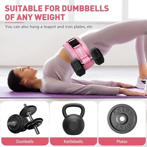 Hip Thrust Belt for Dumbbells & Barbells, Premium Leather Non-Slip Glute Bridge Pad for Booty & Lower Body Workouts, Adjustable Weight Belt for Women Home Gym Training