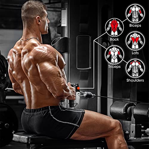 Yes4All Cable Machine Attachment, Row Handles, Tricep Rope, Straight Bar, V Bar, LAT Pulldown Accessories Load 880 LB for Home Gym - color: B. Double D Handle + TricepRope