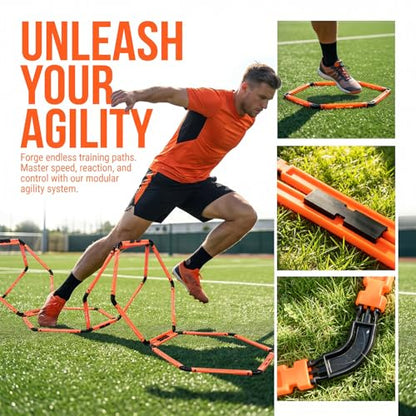 Hexagon Agility Rings, 6 Set Speed Training Ladder with Carry Bag, Footwork Drills Gear for Soccer Football Basketball and Fitness