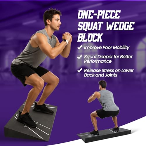 Squat Wedge Block - Adjustable Angle Ramp Blocks for Heel Elevated Squatting Workout Squat Weight Lifting Wedges for Home Gym or Personal Trainers