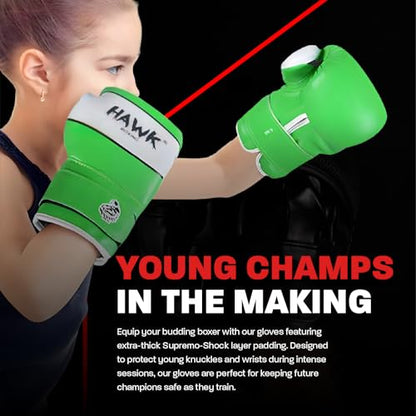 Kids Boxing Gloves for Kids Children Youth Punching Bag Kickboxing Muay Thai Mitts MMA Training Sparring Gloves - color: Green, size: 6 oz