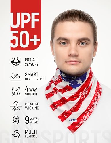 UPF 50+ Cooling Bandana for Men & Women - Thermoregulation, Moisture-Wicking, Sun Protection Bandana Neck Wraps - color: American Flag
