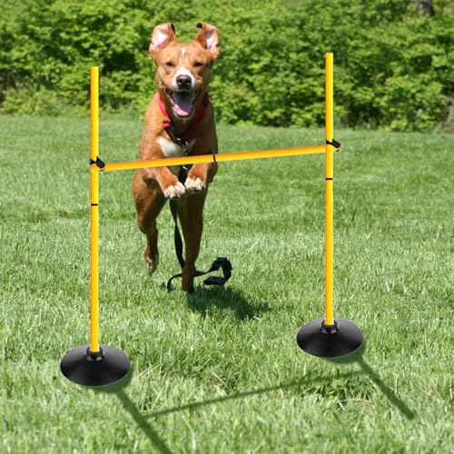 Adjustable Height Agility Hurdle Set Multi-Function Soccer Trainning Pole Set Coaching Sticks with Rubber Base - color: 3.3 FT, style: Pack of 6