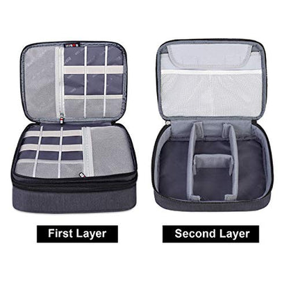 BUBM Electronic Organizer, Double Layer Travel Gear Bag for Cables, Plugs, Flash Hard Drive, Power Bank and More--a Sleeve Pouch for iPad (Large, Black) - size: Large-For 9.7" iPad or Tablet