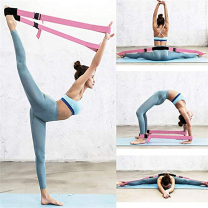 Fitness Stretch Strap - Adjustable Leg Stretch Band to Improve Body Flexibility, Premium Stretching Equipment for Exercise, Physical Therapy, Pilates Dance Gymnastics Cheerleading Training - color: pink