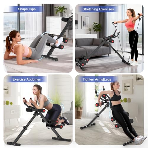 RELIFE REBUILD YOUR LIFE AB Workout Machine Adjustable Ab Trainer Machine Foldable Ab Cruncher Strength Training Equipment for Home Gym, Full Body Workout Equipment 440 LBS