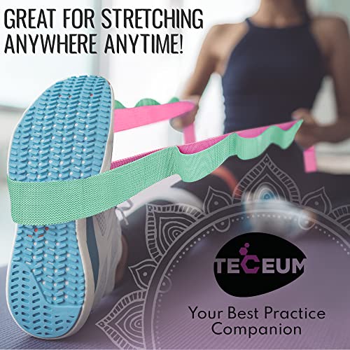 Stretching Strap with 10 Loops – Non-Elastic Yoga Strap for Physical Therapy – Stretch Band for Hamstring, Leg, Hip & Knee Rehab – Pilates, Flexibility & Mobility Exercise for Men & Women