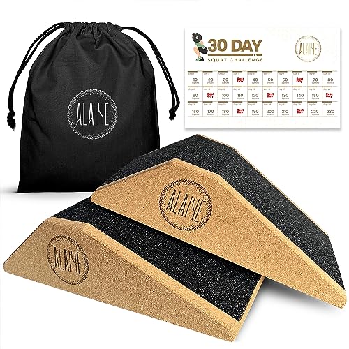 Squat Wedge Blocks (Set of 2) – Non-Slip Slant Boards for Lower Body Workouts Ankle and Calf Stretching - Yoga Blocks, Designed to Elevate Heels and Squat Support - Includes Carry Bag