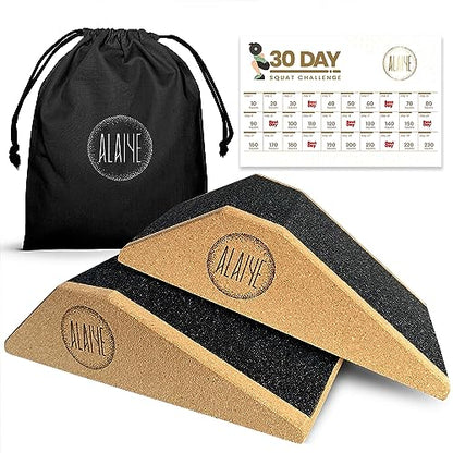 Squat Wedge Blocks (Set of 2) – Non-Slip Slant Boards for Lower Body Workouts Ankle and Calf Stretching - Yoga Blocks, Designed to Elevate Heels and Squat Support - Includes Carry Bag