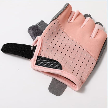 Kids-Fingerless-Cycling-Gloves Non-Slip Exercise Gloves for Youth Girls - color: Pink, size: Large