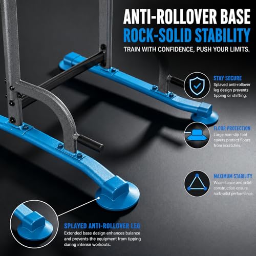 BARWING Pull Up Bar Station, Power Tower, Dip Station with 3D Backrest, Multi-Function Strength Training Stand Rack, Adjustable Height Dip Bar for Home Gym Workout Stand Fitness Exercise Equipment