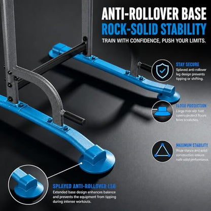 BARWING Pull Up Bar Station, Power Tower, Dip Station with 3D Backrest, Multi-Function Strength Training Stand Rack, Adjustable Height Dip Bar for Home Gym Workout Stand Fitness Exercise Equipment