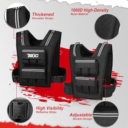 Adjustable Weighted Vest Men and Women 20lbs/ 30lbs/ 40lbs Weights with Reflective Stripe, Weight Vest Woman Workout Vest for Strength Training,Running & Walking - size: 30 LB