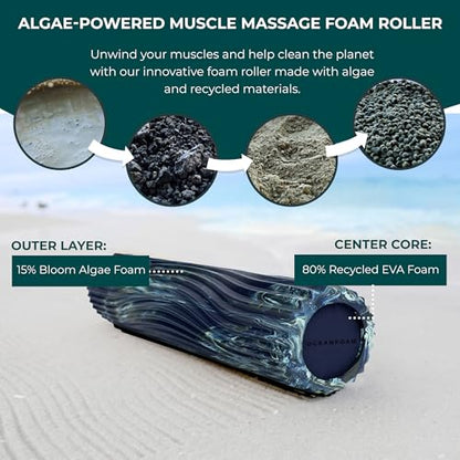 Tidal Roller - Dark Navy, Hunter & Seafoam Marbled - Muscle Massage Foam Roller for Back Pain & Stretching - Firm & Ergonomic Wide Wave Textured - Yoga & Athletics - Full Size, 20" x 5" - color: Dark Navy, Hunter & Seafoam Marbled