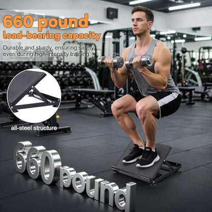 Steel Slant Board Calf Stretcher, 5-Level Adjustable Incline Board Squat Wedge Achilles Ankle Stretcher Non-Slip Surface for Squat, Fitness, Physical Therapy,600 Lbs