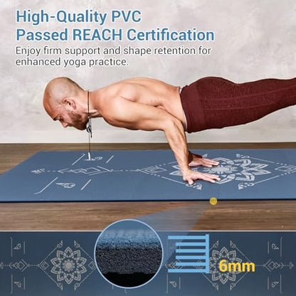 Avoalre Folding Yoga Mat, Eco-Friendly PVC Travel Yoga Mat Packable, Double Sided Non-Slip Printed Yoga Mats with Bag for Home Workout Gym Exercise Fitness Pilates Stretching (72" x 24" x 1/5" Thick) - color: Blue