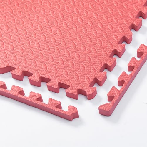 12''x12'' EVA Foam Puzzle Play Mat,5 Pack Interlocking Floor Tiles for Home Gym,Bedroom Crawling Mats Non-Slip Interlocking Carpet Soft Area Rug (Red,0.4'' Thick)