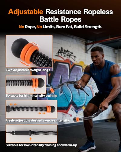 VividPulse 2PCS Weighted Ropeless Battle Ropes for Home Gym - Portable & Quiet Training Rope for HIIT, Strength & Low-Impact Cardio - Full Body Workout Equipment for Men & Women