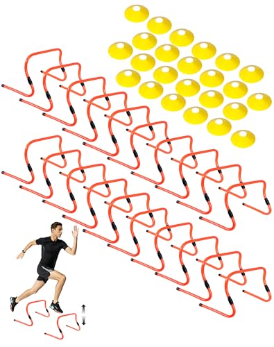 20 PCS Agility Hurdles, 6" 9" 12.6" Speed Training Equipment for Kids & Athletes, Plyometric Hurdles for Soccer, Football, Basketball, Baseball, Indoor Outdoor Sports