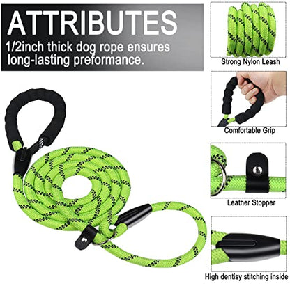 Dog Leash, 6 FT Heavy Duty Dog Leashes with Comfortable Padded Handle,Green - color: Green, size: 6 Feet x 1/2 Inch