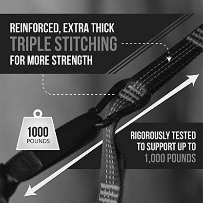 Bear Butt Kodiak Hammock Straps for Trees - 20 Feet Long, 40 Combined Loops - Holds 1000 Pounds - Camping Accessories With Carabiner - color: Grey